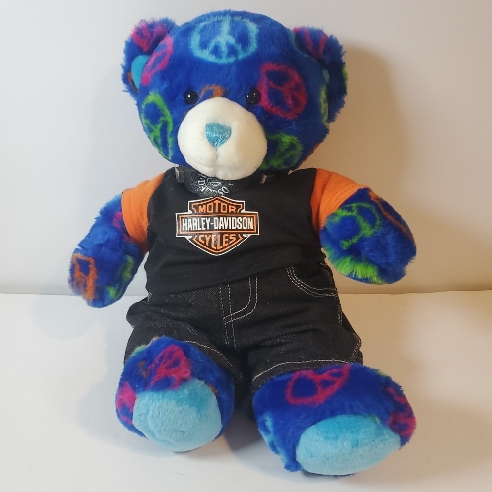 2009 Build a Bear Peace Bear Harley Davidson Outfit Shirt & Collar w/ Bear Plush